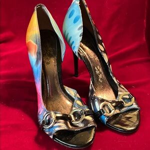 Carlos by Carlos Santana Multicolor Peep-Toe Heels